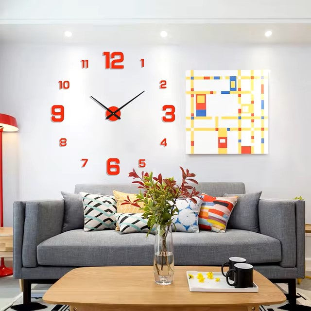 Large 3D Wall Clock DIY Creative Mirror Surface Wall Decorative Sticker Watch 130cm Frameless for Home School Office Living Room Dealshavens