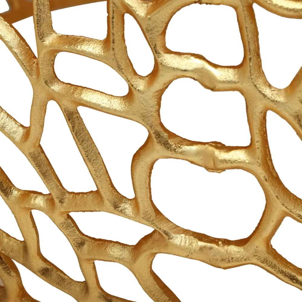 Avelina Modern Handcrafted Aluminum Mesh Coffee Table, Gold,features a gorgeous abstract mesh pattern,Aluminium frame - Dealshavens