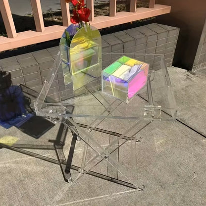 Nordic Home Decoration Transparent Acrylic Folding Sofa Side Table Small Simple Portable Square Coffee Table - Dealshavens