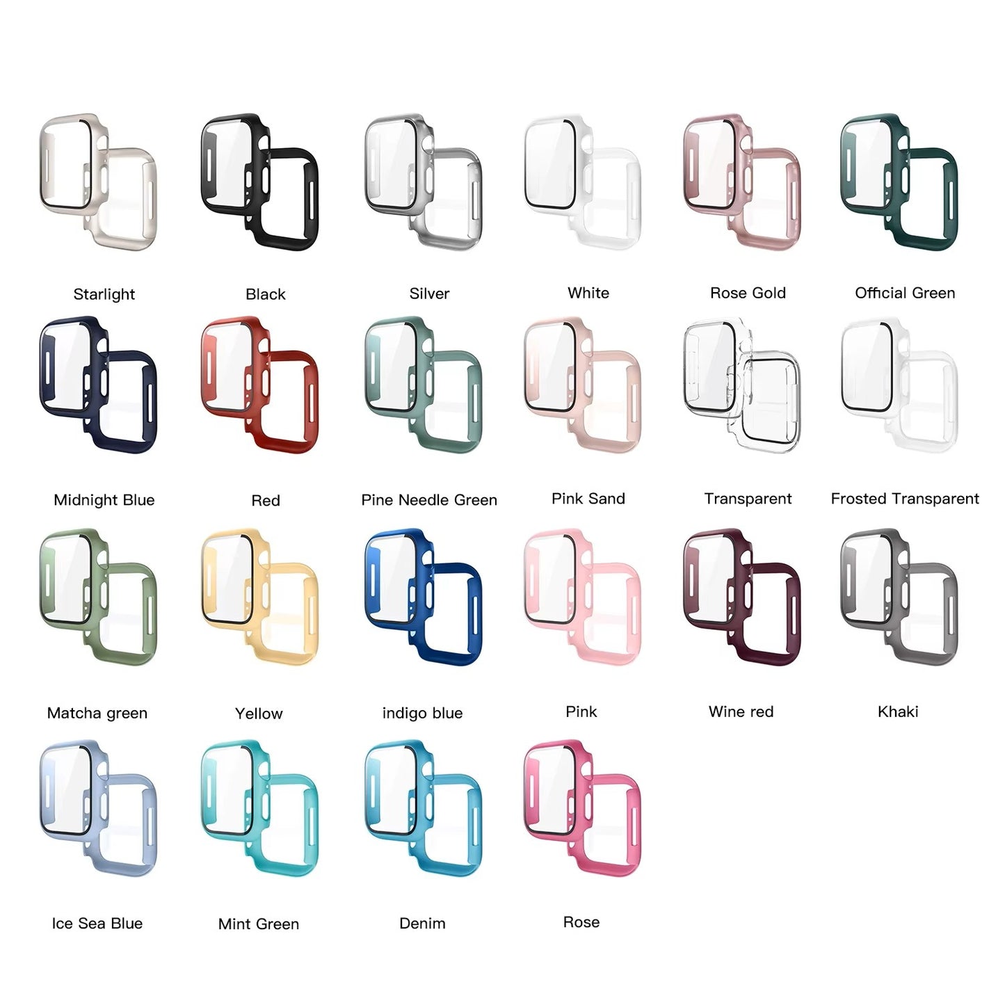 Tempered Glass+Cover For Apple Watch 9 8 7 45mm 41mm PC Bumper Screen Protector Case iWatch Series 7 6 5 4 SE2 44mm 40mm 42mm 38 Dealshavens