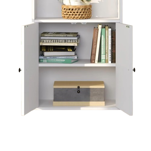 6 Tier Bookshelf and Bookcase, Wooden Bookshelves with Cabinet Doors, Floor Bookshelves and Office Storage Cabinets NEW