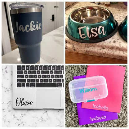 6pcs/set Personalized Name Vinyl Sticker Custom Text Decals For Laptop Wine Glass Cup Box Mirror Decoration Wedding Party Decor Dealshavens