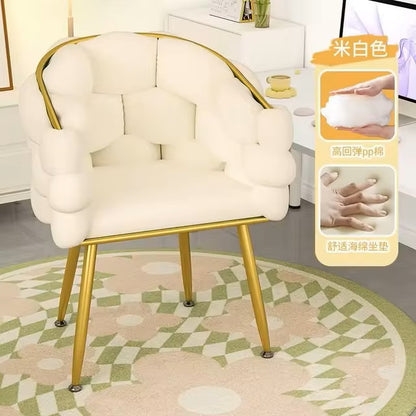 High-color Cosmetic Stool Home Girls Bedroom Dressing Table Stool Light Luxury Simple Petal Chair Backrest Nail Chair - Dealshavens