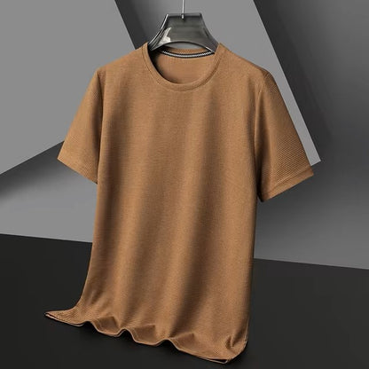 New Summer Waffle Round Neck Short Sleeved T-shirt for Men's Short Sleeved Top - Dealshavens