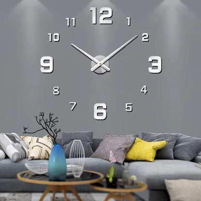 Large 3D Wall Clock DIY Creative Mirror Surface Wall Decorative Sticker Watch 130cm Frameless for Home School Office Living Room Dealshavens