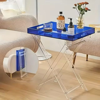 Nordic Home Decoration Transparent Acrylic Folding Sofa Side Table Small Simple Portable Square Coffee Table - Dealshavens