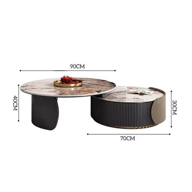 New Light Luxury Round Coffee Table Combination Retractable End Table Combination Simple Modern Household Small Apartment Type - Dealshavens