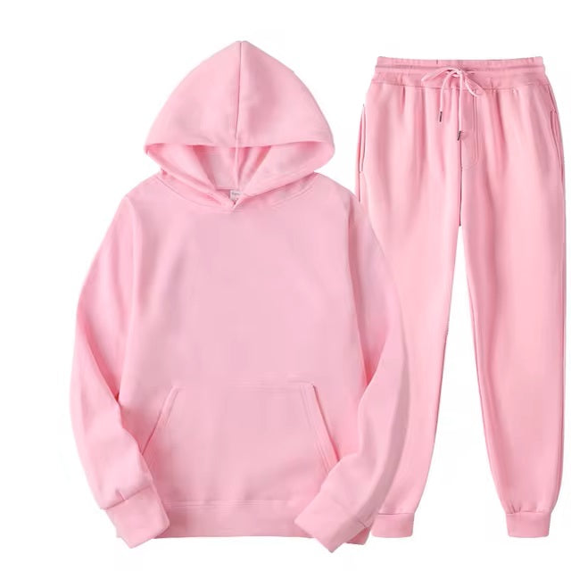 Women Sportswear Setsolid Color Casual Hooded Sweatshirt, Thick Sweater And Pants, Autumn And Winter Jogging Suit Style 2 Pieces - Dealshavens