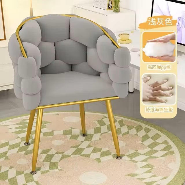 High-color Cosmetic Stool Home Girls Bedroom Dressing Table Stool Light Luxury Simple Petal Chair Backrest Nail Chair - Dealshavens