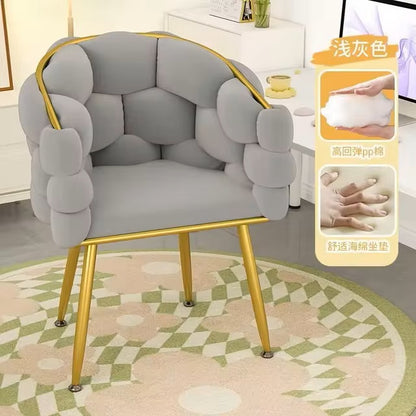 High-color Cosmetic Stool Home Girls Bedroom Dressing Table Stool Light Luxury Simple Petal Chair Backrest Nail Chair - Dealshavens