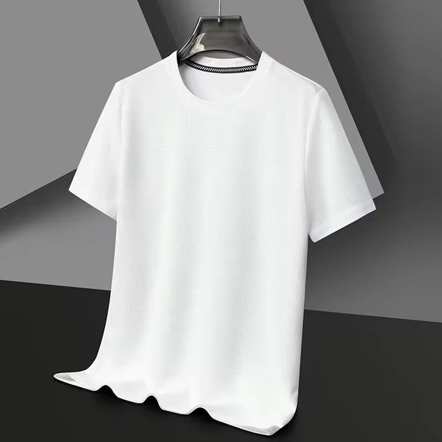 New Summer Waffle Round Neck Short Sleeved T-shirt for Men's Short Sleeved Top - Dealshavens