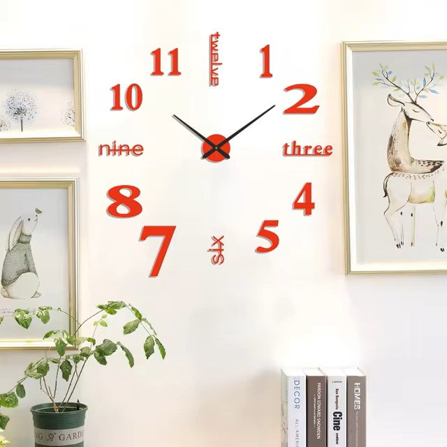 Large 3D Wall Clock DIY Creative Mirror Surface Wall Decorative Sticker Watch 130cm Frameless for Home School Office Living Room Dealshavens