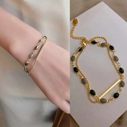 Charme Bracelets Gold Color Chain Double Layered Adjustable Bracelet