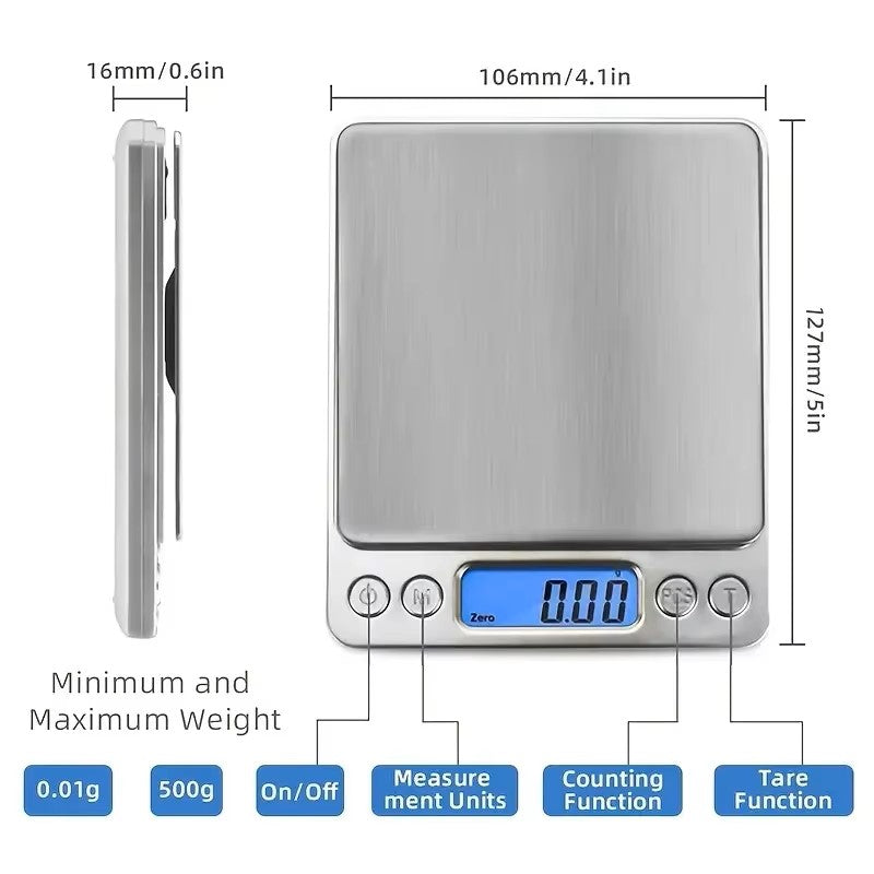 AccuWeight Digital Kitchen Scale Stainless Steel Food Scale with LCD Display for Precise Weighing of Cooking Ingredients Diet - Dealshavens