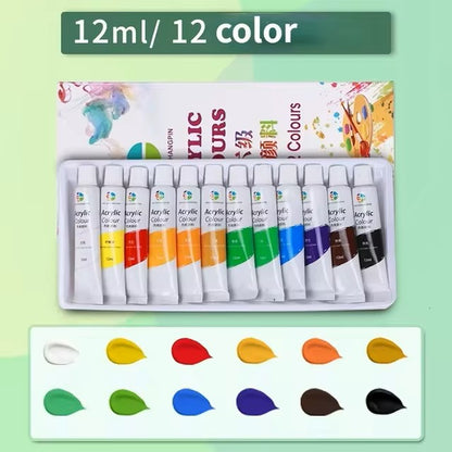 "Acrylic Paint Set 12-36 Colors 12ml Tubes Art Kit"