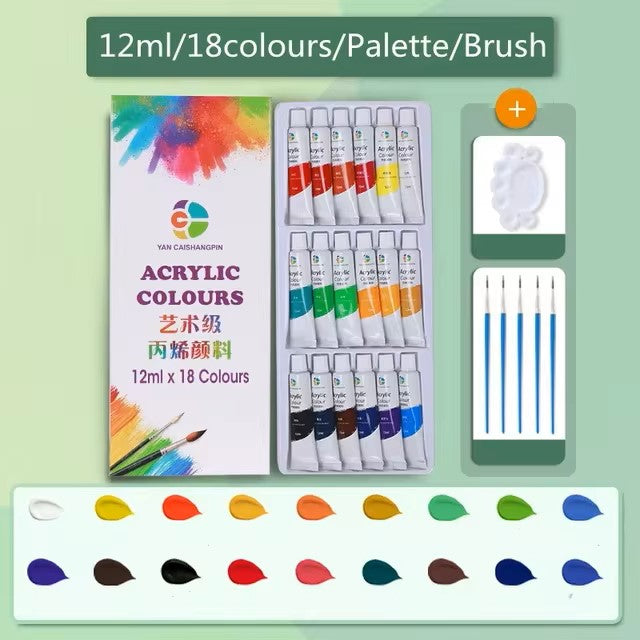 "Acrylic Paint Set 12-36 Colors 12ml Tubes Art Kit"