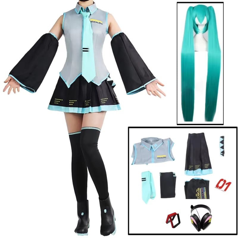 Anime Character Performance Clothes Hatsune Miku MIKU Anime Clothes Cosplay Clothes JK Skirt Same Suit Wig Accessories Halloween dealshavens