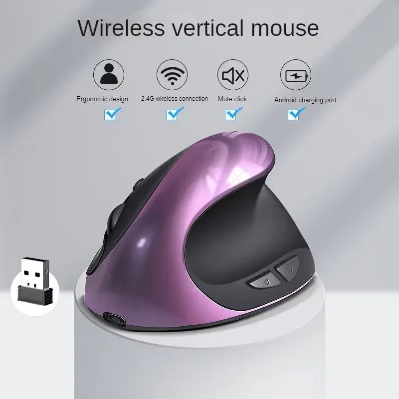 BTS-908 Hot Selling Rechargeable Vertical Mice Ergonomic Wireless Mouse 2.4G USB Receiver 1600 Adjustable DPI 6 Buttons Mouse