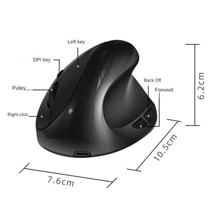 BTS-908 Hot Selling Rechargeable Vertical Mice Ergonomic Wireless Mouse 2.4G USB Receiver 1600 Adjustable DPI 6 Buttons Mouse