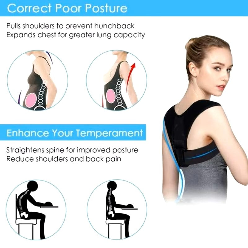Back Posture Correction Belt Hunchback Corrector Adult Men and Women Sitting Posture Correction Belt Shoulder Straight Back - Dealshavens
