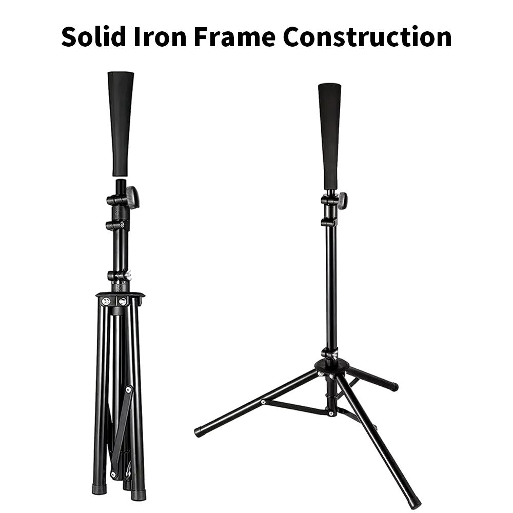 Baseball Hitting Triangle Tee with Elastic Rubber Top Adjustable Height 70-118cm Stable Triangle Base Portable for Kids & Adults