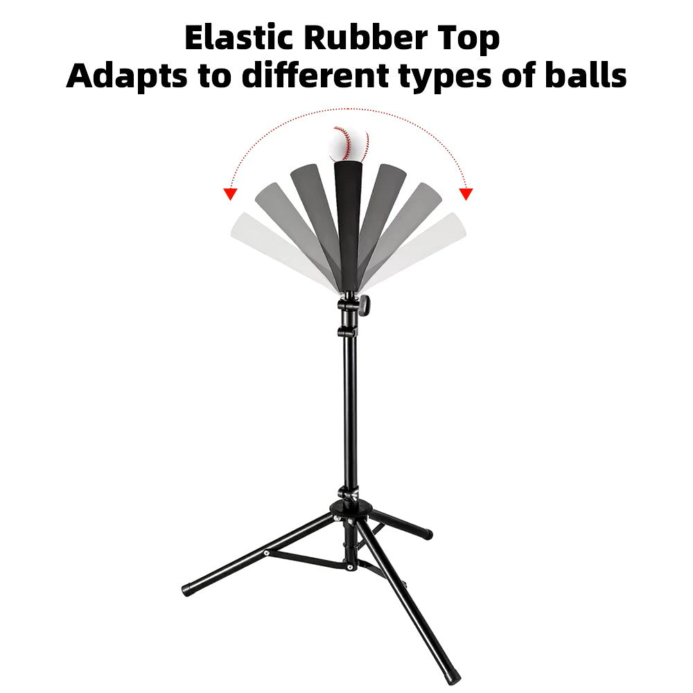 Baseball Hitting Triangle Tee with Elastic Rubber Top Adjustable Height 70-118cm Stable Triangle Base Portable for Kids & Adults