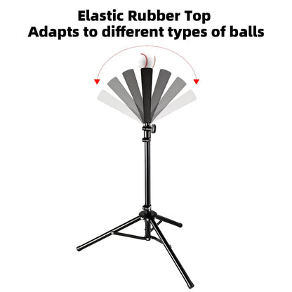 Baseball Hitting Triangle Tee with Elastic Rubber Top Adjustable Height 70-118cm Stable Triangle Base Portable for Kids & Adults