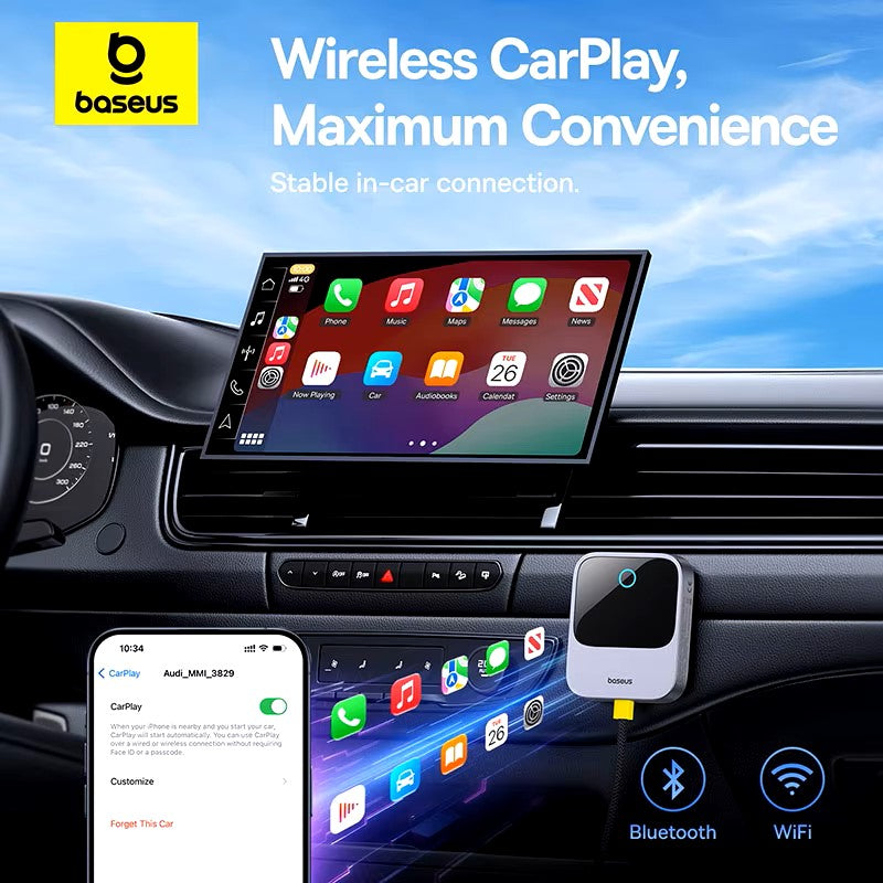 Baseus CarPlay Wireless Adapter Smart CarPlay Box IOS Wired to Wireless Car Play Display Plug&Play Bluetooth WiFi Connect Auto Dealshavens