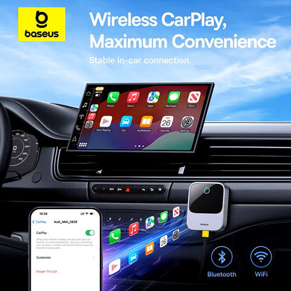 Baseus CarPlay Wireless Adapter Smart CarPlay Box IOS Wired to Wireless Car Play Display Plug&Play Bluetooth WiFi Connect Auto Dealshavens