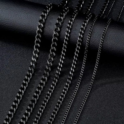 Basic Punk Stainless Steel 3,5,7mm Curb Cuban Necklaces For Men Women Black Gold Color Link Chain Chokers Solid Metal Jewelry Dealshavens