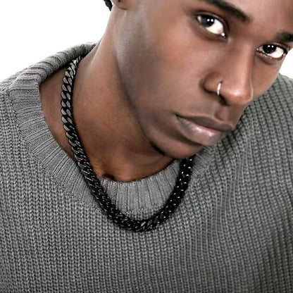 Basic Punk Stainless Steel 3,5,7mm Curb Cuban Necklaces For Men Women Black Gold Color Link Chain Chokers Solid Metal Jewelry Dealshavens