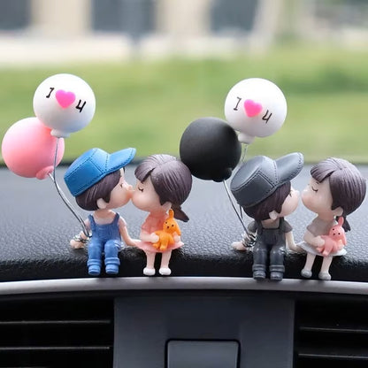 Car Decoration Cute Cartoon Couples Figure Figurines Balloon Ornament Auto Interior Dashboard Accessory for Girls Gifts Supply