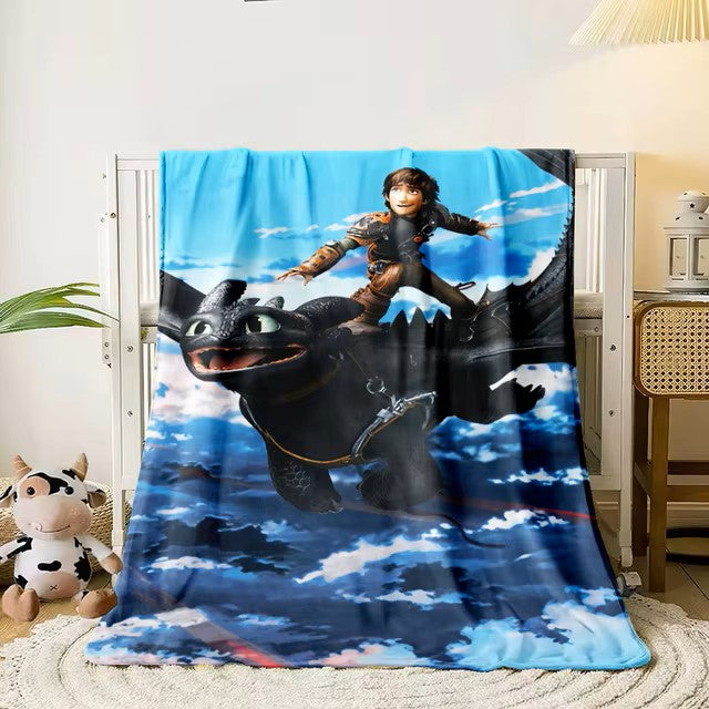 Cartoon How to Train Your Dragon Large Printed Soft Warm Flannel Throw Blanket.Sofa,Camping,Outdoors,Bed sheet,Travel blankets.