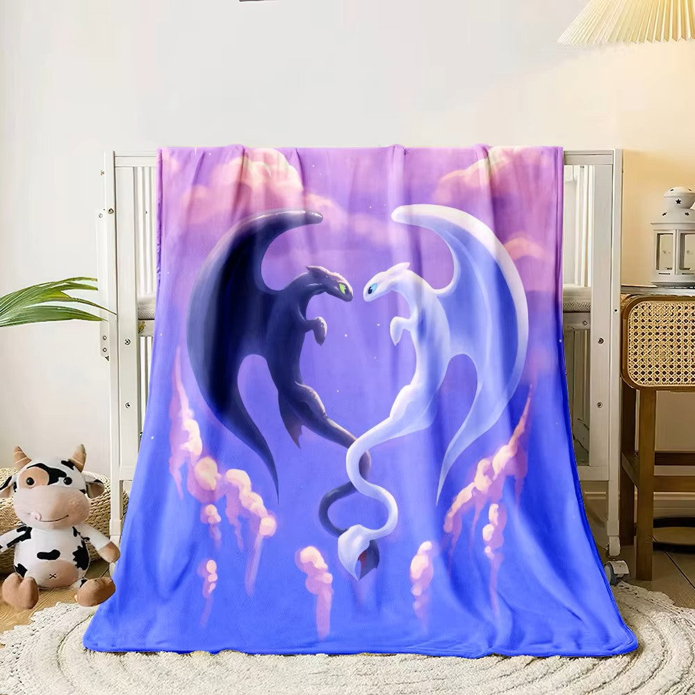 Cartoon How to Train Your Dragon Large Printed Soft Warm Flannel Throw Blanket.Sofa,Camping,Outdoors,Bed sheet,Travel blankets.