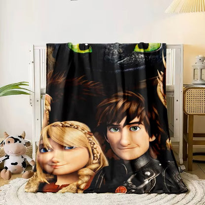 Cartoon How to Train Your Dragon Large Printed Soft Warm Flannel Throw Blanket.Sofa,Camping,Outdoors,Bed sheet,Travel blankets.