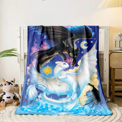 Cartoon How to Train Your Dragon Large Printed Soft Warm Flannel Throw Blanket.Sofa,Camping,Outdoors,Bed sheet,Travel blankets.