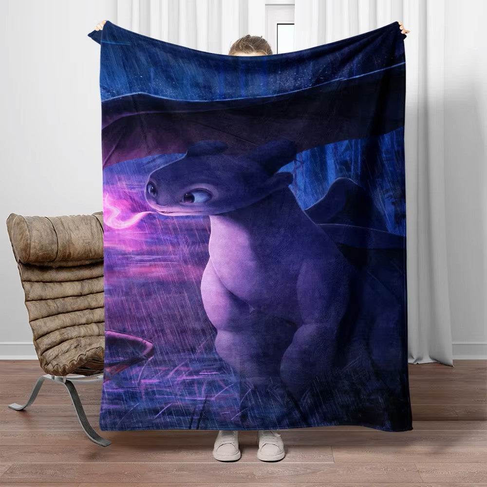 Cartoon How to Train Your Dragon Large Printed Soft Warm Flannel Throw Blanket.Sofa,Camping,Outdoors,Bed sheet,Travel blankets.