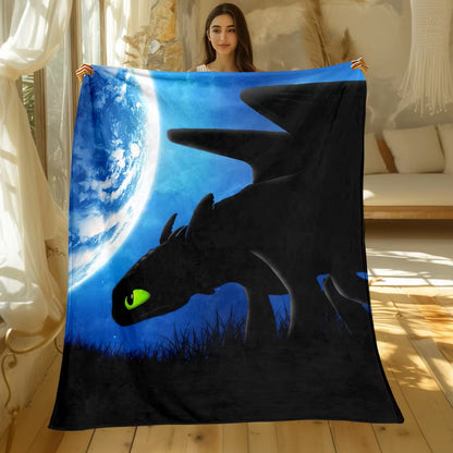 Cartoon How to Train Your Dragon Large Printed Soft Warm Flannel Throw Blanket.Sofa,Camping,Outdoors,Bed sheet,Travel blankets.