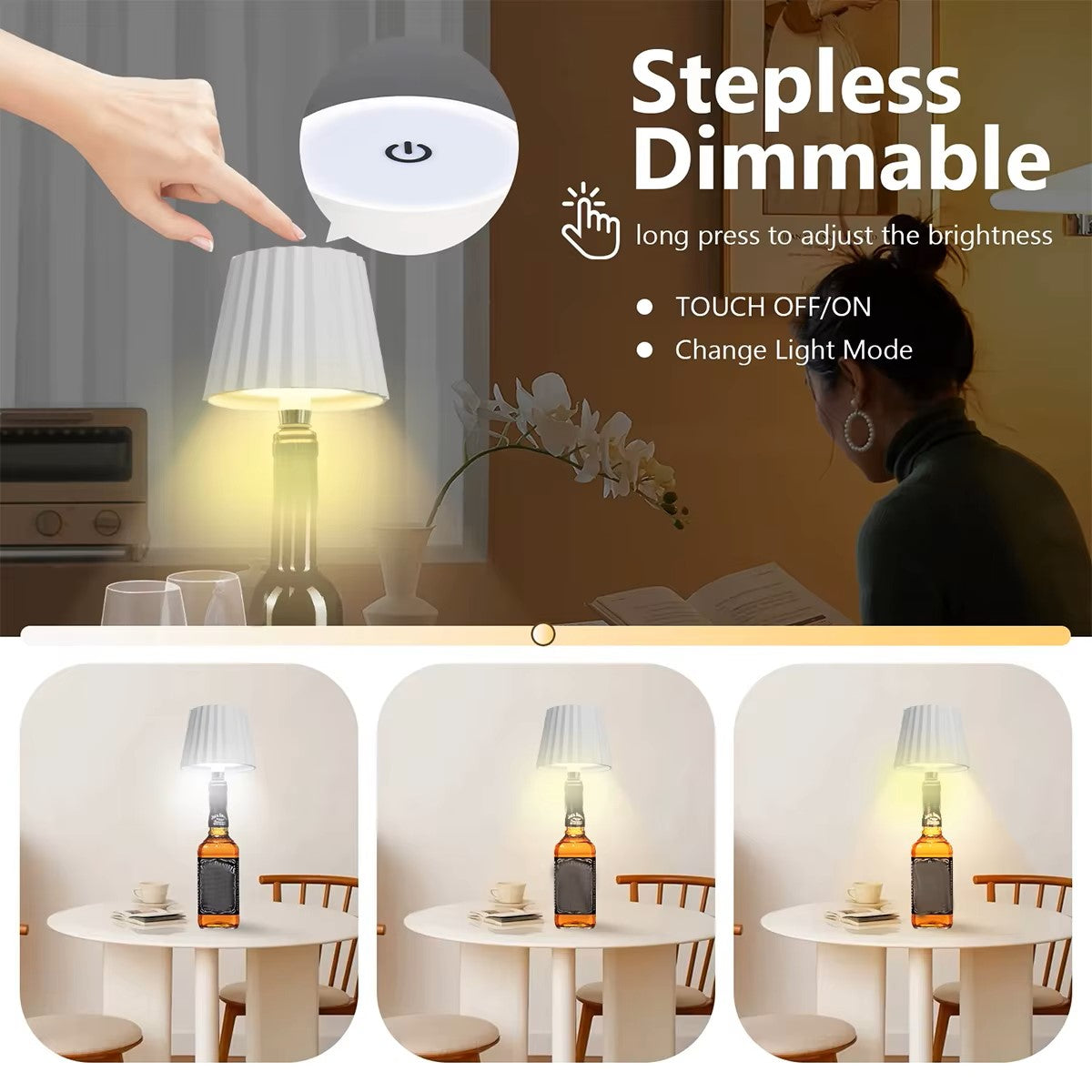 Creative Bottle Lamp Detachable Wine Bottle Table lamp Rechargeable Atmosphere Touch Night Light Bar Home Decor Xmas Gift