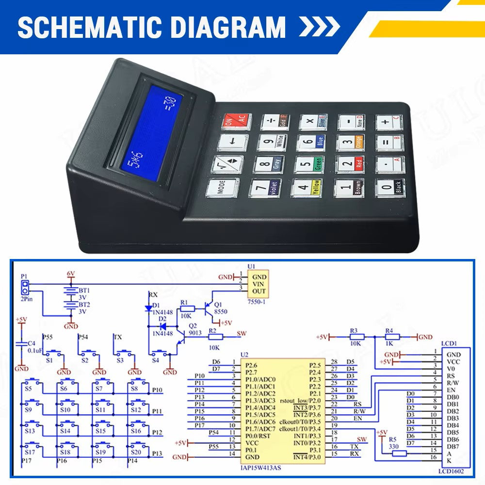 DIY Calculator Making Electronic Kit MCU Soldering Training Experiment Practice DIY Solder Project LCD1062 Display