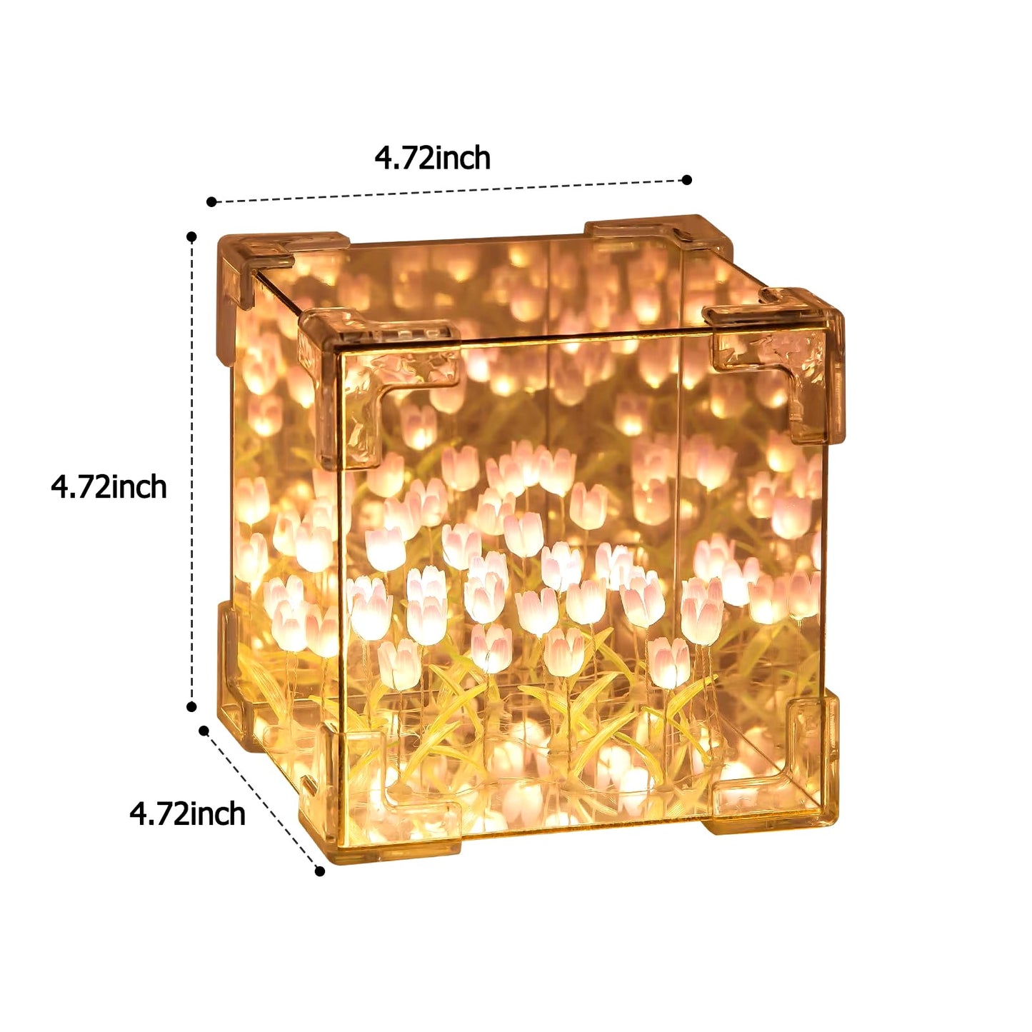 DIY Tulip Night Light Led Decorative Night Lamp Magic Cube Table Lamp and Mirror 2 in 1 for Birthday Gifts and Christmas Present Dealshavens