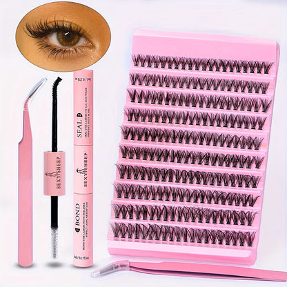 DIY Eyelash Extension Kit 200pcs Individual Lashes Cluster D Curl, 8-16mm Mix Lash Clusters with Lash Bond and Seal and Lash App Dealshavens