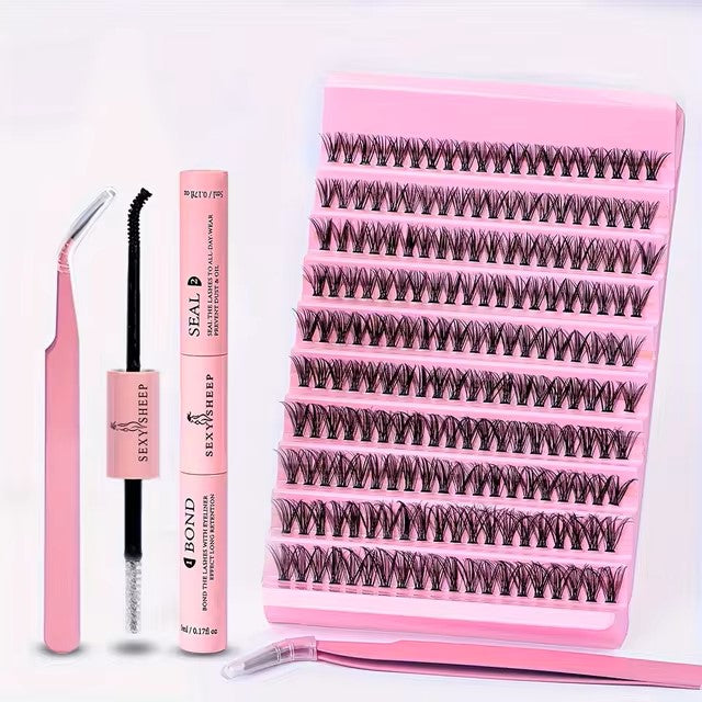 DIY Eyelash Extension Kit 200pcs Individual Lashes Cluster D Curl, 8-16mm Mix Lash Clusters with Lash Bond and Seal and Lash App Dealshavens