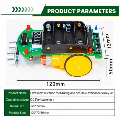 DIY Ultrasonic Ranging Obstacle Avoidance Car Electronic Kit LED Display Programming Intelligent Car Welding Practice DIY Kit