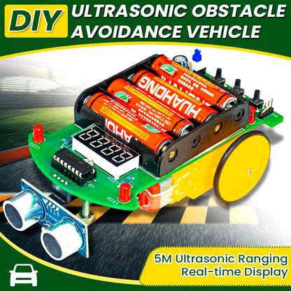 DIY Ultrasonic Ranging Obstacle Avoidance Car Electronic Kit LED Display Programming Intelligent Car Welding Practice DIY Kit