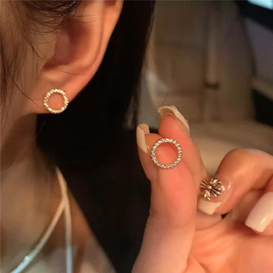 Delicate Small Circle Stud Earrings for Women Gold Color Crystal Minimalist Korean Party Summer Fashion Jewelry Accessories Dealshavens