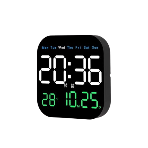 Digital Wall Clocks Temperature Date Week Dispaly Electronic Table Clock 12/24H Wall-mounted LED Alarm Clock Remote Control