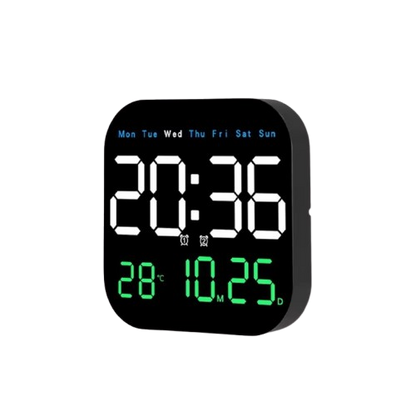 Digital Wall Clocks Temperature Date Week Dispaly Electronic Table Clock 12/24H Wall-mounted LED Alarm Clock Remote Control