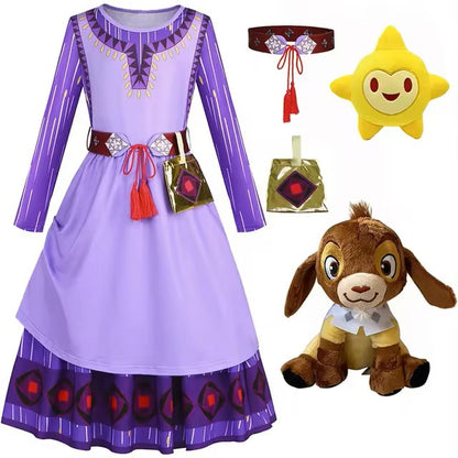 Disney Halloween Costumes for Girls Asha Cosplay Princess Dress Wish Asha Dress for Children Christmas Kids Girls Party Dresses dealshavens