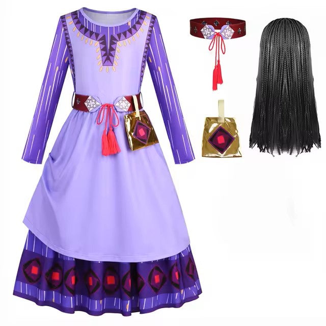 Disney Halloween Costumes for Girls Asha Cosplay Princess Dress Wish Asha Dress for Children Christmas Kids Girls Party Dresses dealshavens